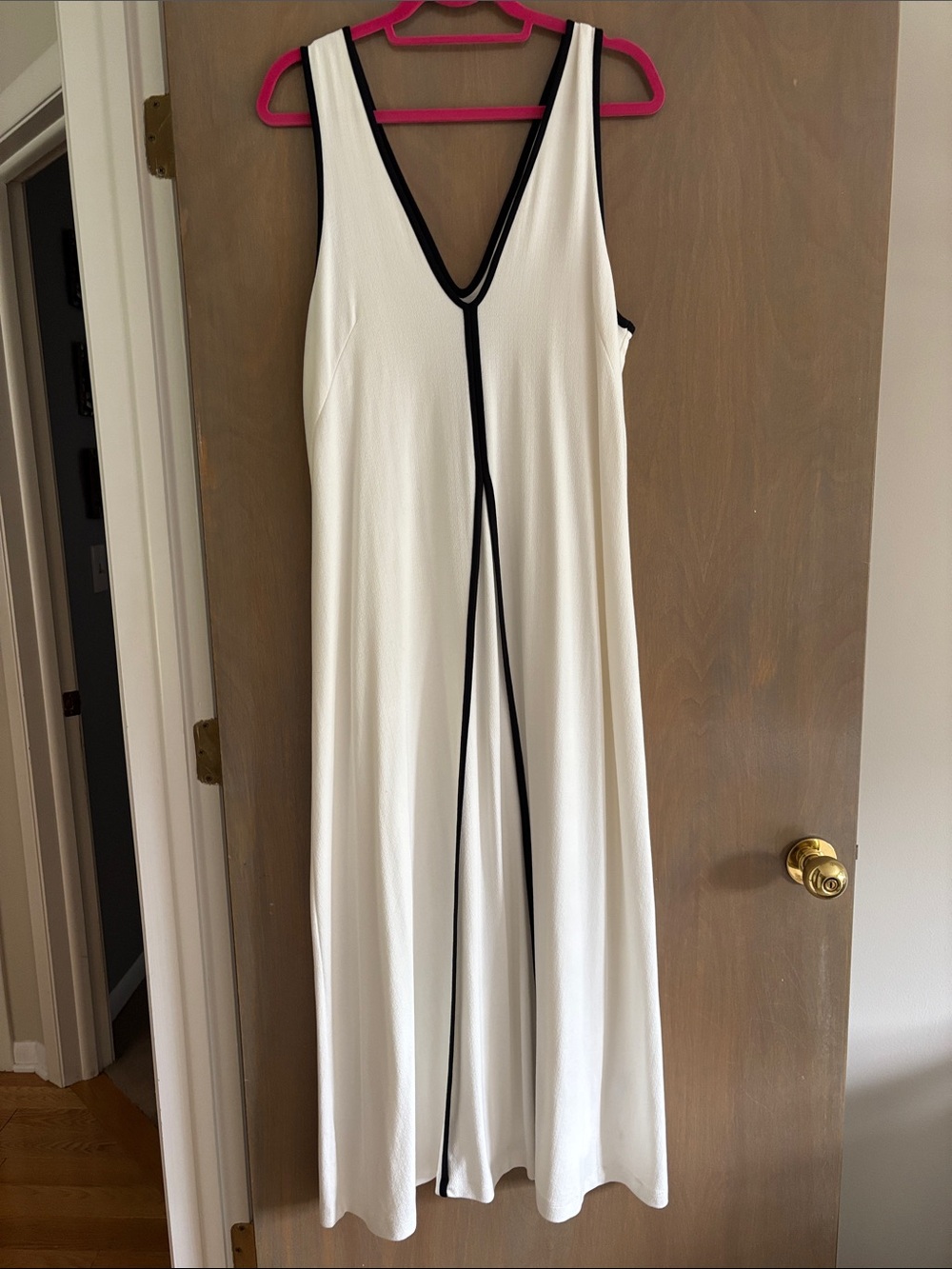Maeve White Maxi Dress with Black Trim